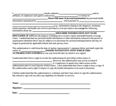 hipaa authorization forms   ms word