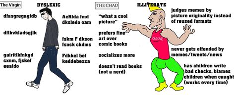 virgin dyxsleic vs chad illiterate memes