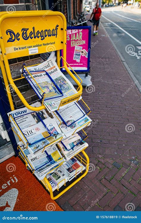 de telegraaf newspaper stand   dutch street editorial stock image image  travel service