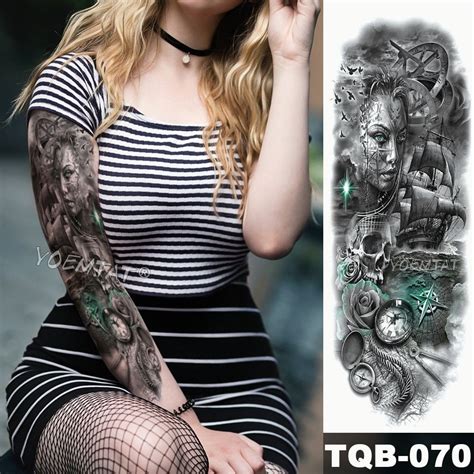 Large Arm Sleeve Tattoo Midnight Leopard Beauty Girl