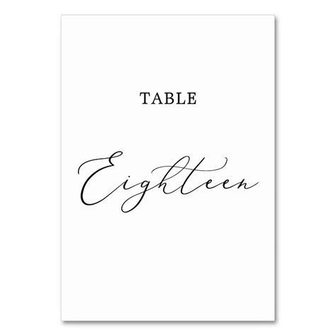 delicate black calligraphy table eighteen table number zazzle table