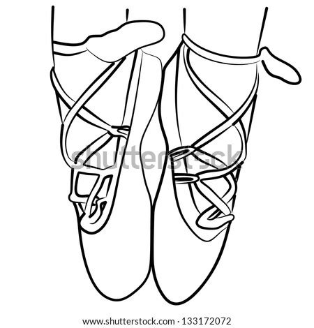 ballet shoes pointe adult coloring book stock vector