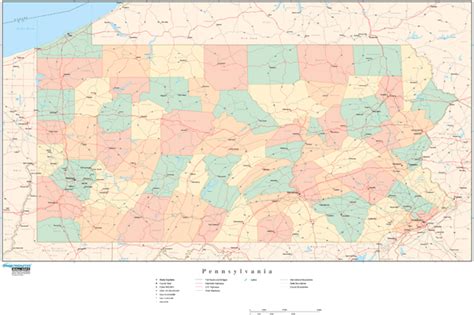 pennsylvania wall map  counties  map resources mapsales