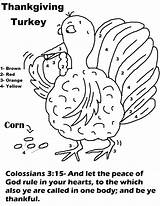 Turkey Coloring Thanksgiving Color Number Corn Eating Pages Printable Church Collection House Religious sketch template
