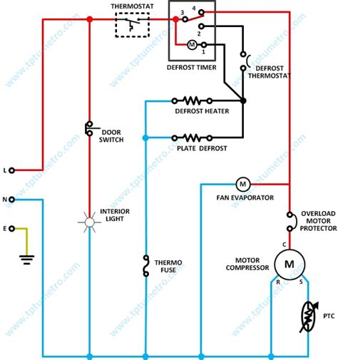 wiring diagram refrigerator kelistrikan kulkas dua pintu tptumetro
