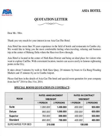 sample business letter  price quotation recruitment house