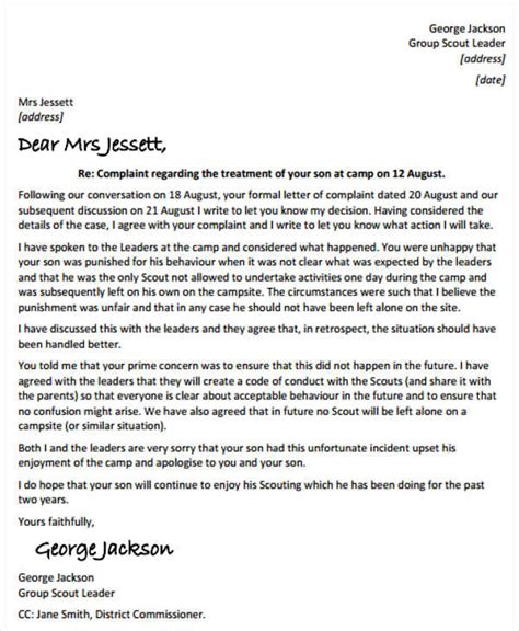 official complaint sample letter collection letter template collection
