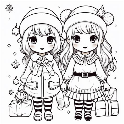 christmas coloring pages    girl
