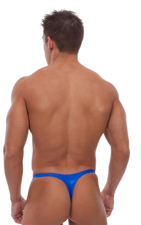 Swimsuit Thong In Wet Look Royal Blue
