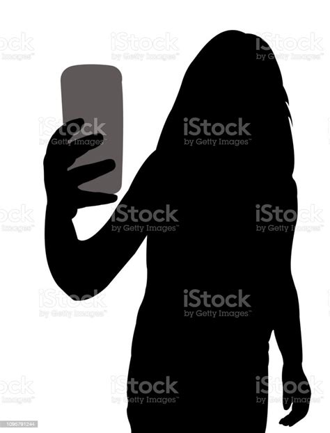 Girl Taking Selfie Silhouette Vector Stock Illustration Download
