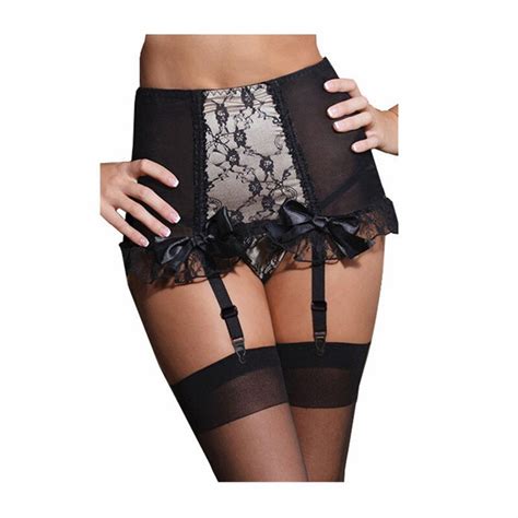 aleumdr hot sexy lingerie garter belts black nude floral
