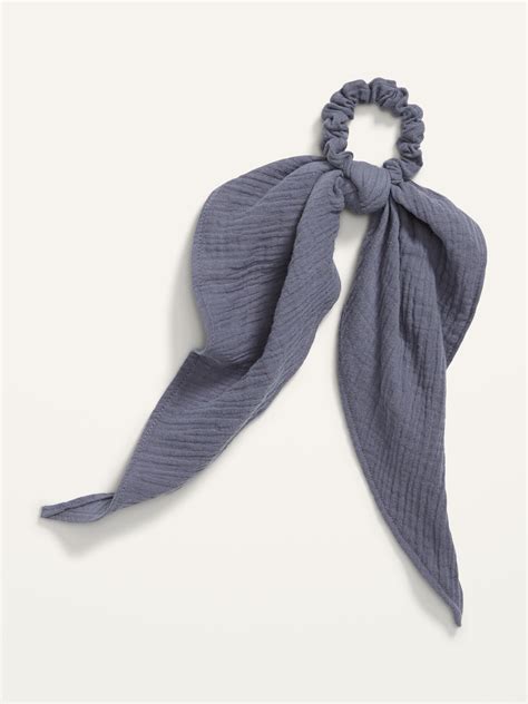 scarf hair tie  women  navy