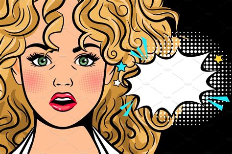 surprised pop art woman poster vector graphics ~ creative market