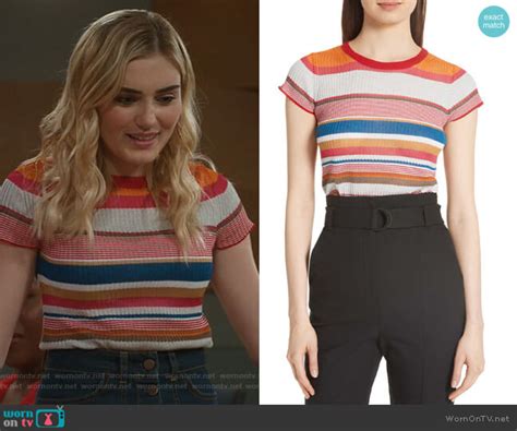 wornontv taylor s striped ribbed top on american housewife meg