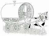 Gypsy Coloring Caravan Pages Wagon Template Sketch sketch template
