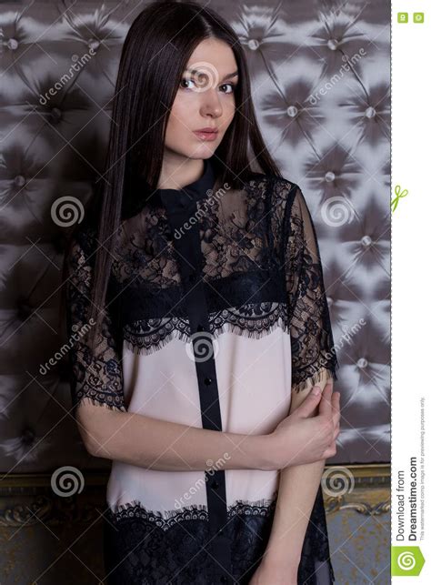 beautiful elegant woman with long hair with a gentle make