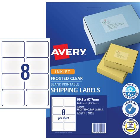 avery inkjet shipping labels clear  sheets   page officeworks