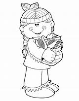 Coloring Pages Indian Thanksgiving Pilgrim Girl Choose Board Sheets Cute Kids sketch template