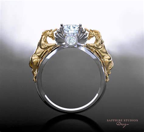 november verse ct natural white diamond gold unicorn ring