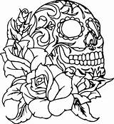 Coloring Skull Pages Roses Skulls Rose Easy Cool Drawing Candy Dead Cross Printable Mexican Flowers Clipart Skullcandy Print Sugar Color sketch template