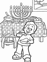 Coloring Chanukah Eating Boy Pages Hanukka Kids sketch template