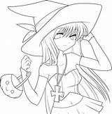 Anime Coloring Pages Printable Witch Various Styles Printablecolouringpages Via sketch template