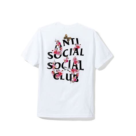 anti social social club kkoch white tee big floral logo  assc antisocial social club grailed