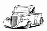 Rod Hot Drawings Drawing Car Cars Ford Coloring Pages Tractor Old Rat Truck Chevy Trucks Classic Line Color Pencil Illustrations sketch template