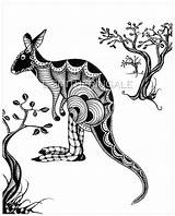 Kangaroo Print Zentangle Inpired Unmatted Later sketch template