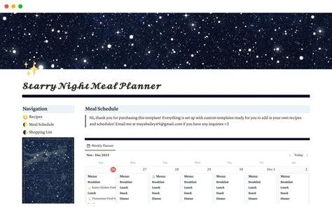 meal planner notion template