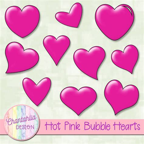 bubble hearts design elements  hot pink