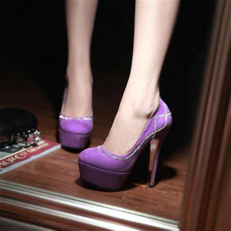 fashion round toe closed stiletto high heel basic purple