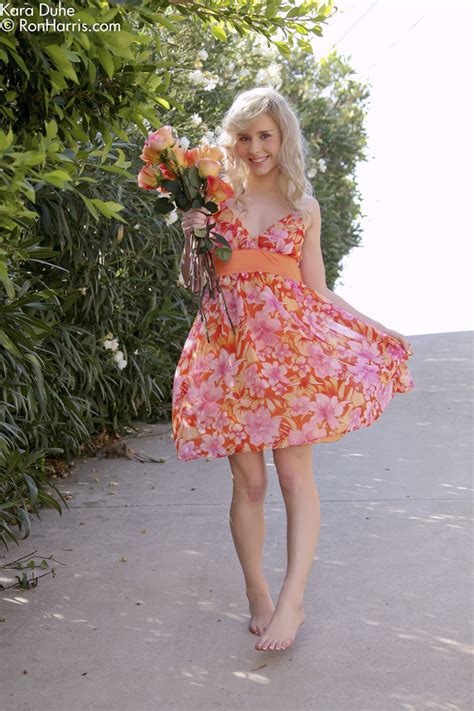 Charming Kara Wearing Her Floral Dress Flashing Her Pussy