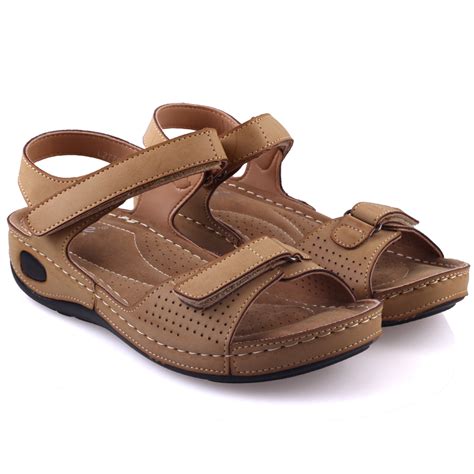 unze womens nuty comfortable walking sandals uk size   beige