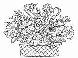 Flowers Coloring Pages Basket Beautiful sketch template