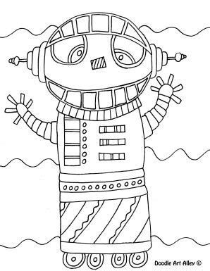 coloring pages doodle art robot art