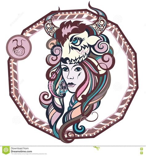 Zodiac Signs Taurus Vector Illustration Of The Girl Stock