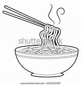 Noodles Coloring Soup Template Chopsticks Pages sketch template