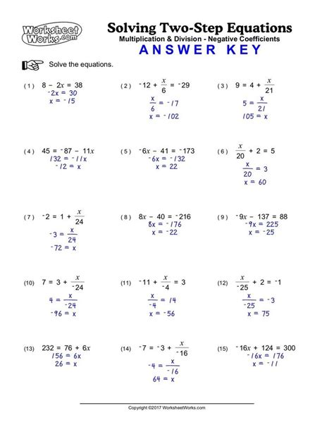 solving  step equations worksheet worksheetworks solving twostep