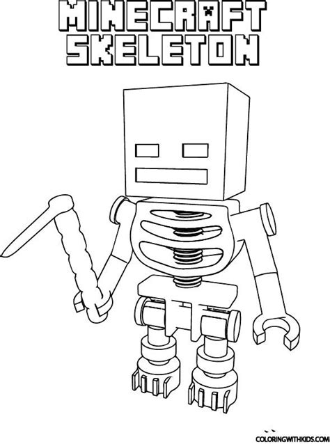 minecraft skeleton coloring page coloringwithkidscom coloringbooks