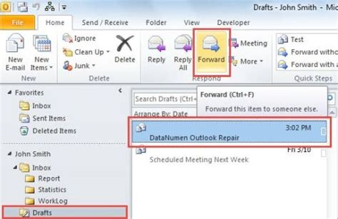 quick methods  send  copy   draft email  outlook data