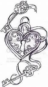 Heart Tattoos Key Coloring Pages Tattoo Designs Locket Names sketch template