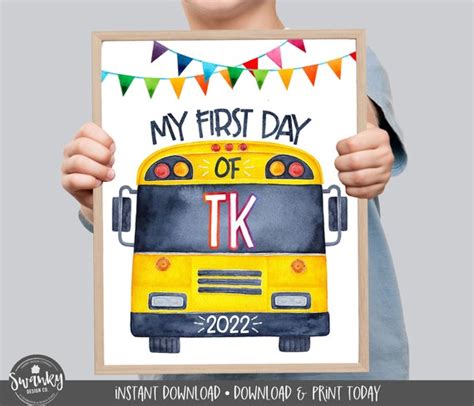 day  transitional kindergarten sign printable school bus