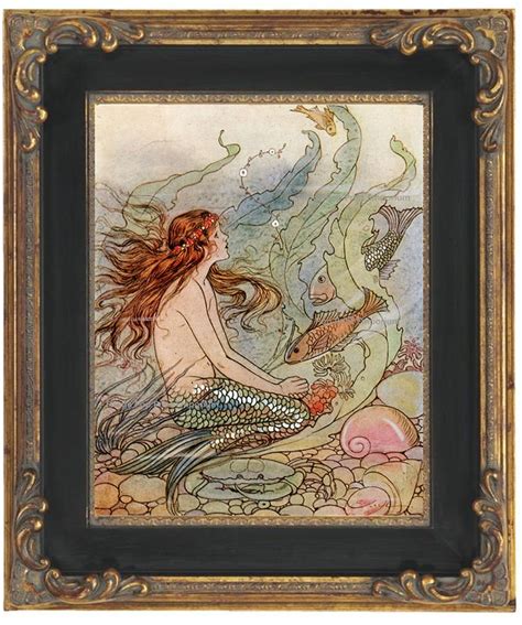 fantasy mermaid art print    art deco nouveau storybook nautical