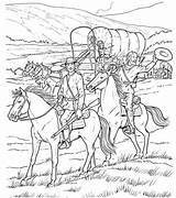 Coloring Wagon Cowboys Indians Designlooter Horses Native sketch template