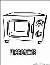 Coloring Oven Pages Kitchen Microwave Printable Template Colouring Color sketch template