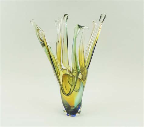adam jablonski art glass sculpture incorporating  colours signed