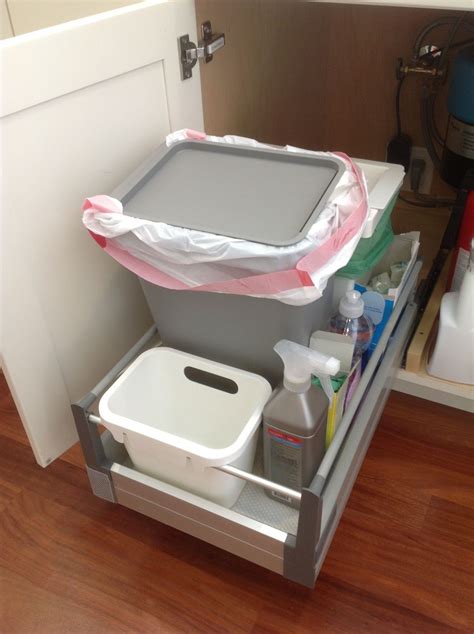 sink trash pullout ikea kitchen shelves  bathroom sink