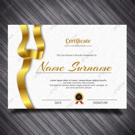 simple design certificate template  gold ribbon decoration template