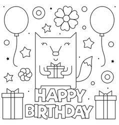 happy birthday coloring page vector   vector  happy